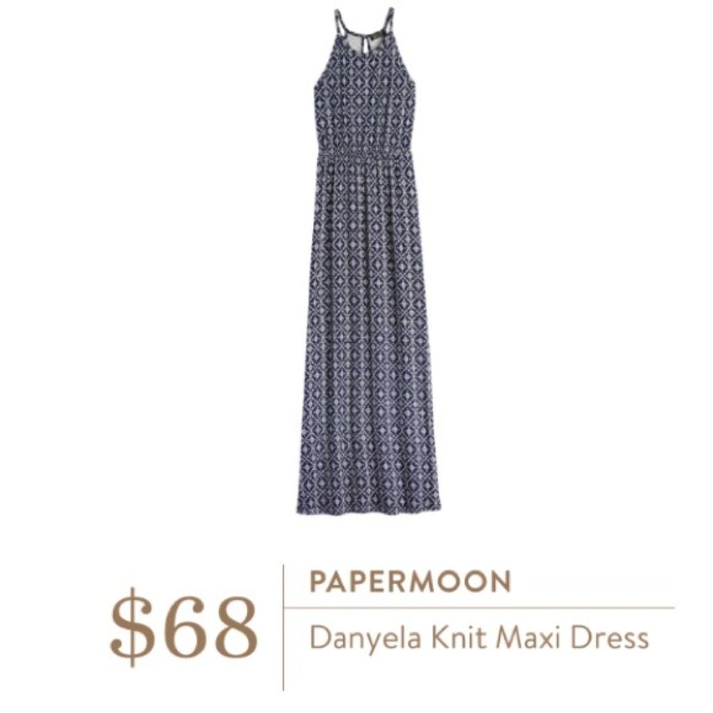 PAPERMOON Stitch Fix Danyela Maxi Dress Navy Print
